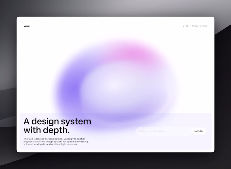 Cover image for Voxel: Spatial UI Kit & Waitlist Site Services Provided: UI/...