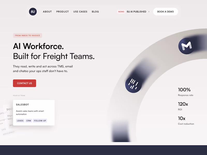 Cover image for 5U AI Freight AI Agent Automation UI/UX Landing Page Design