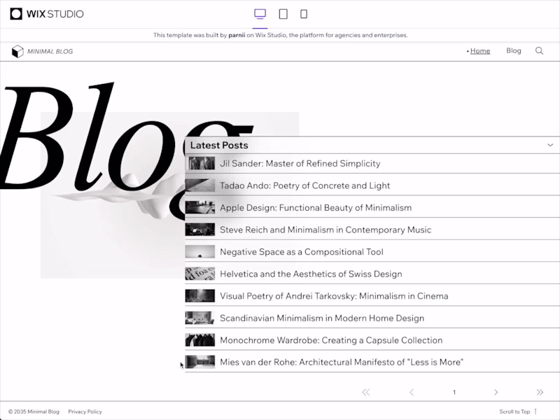 Cover image for Designing the Minimalist Blog Wix Studio Website Templates