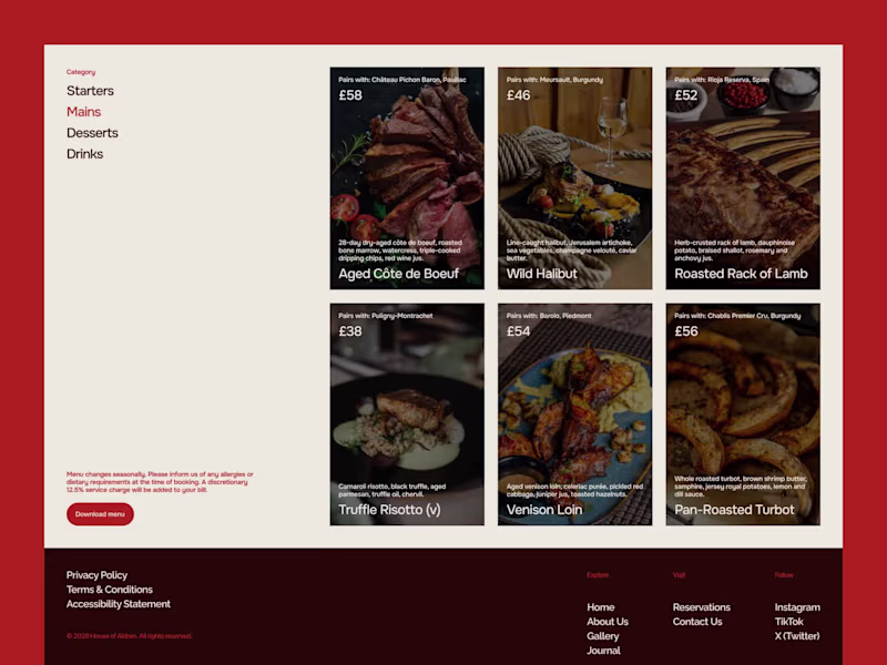 Cover image for House of Aldren Fine Dining Website Design