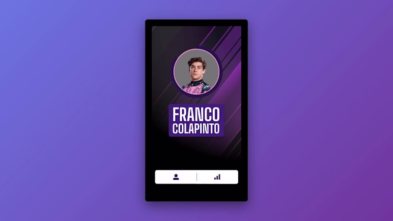 Cover image for Interactive Franco Colapinto Stat Card This Rive project pre...