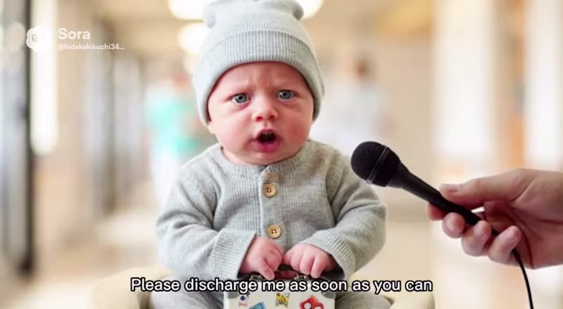 Cover image for Title: Talking Newborn Interview – AI Cinematic Short Descri...
