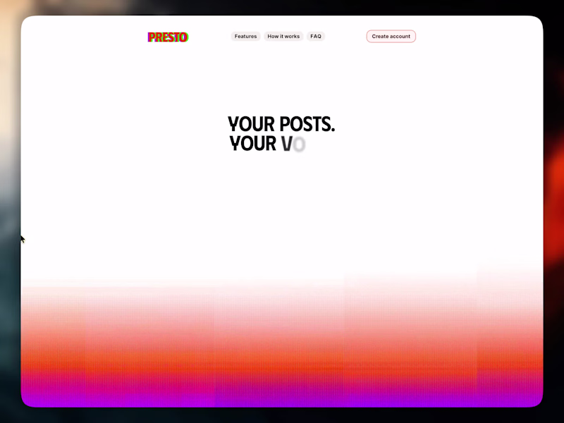 Cover image for Landing page for Presto