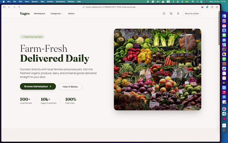 Cover image for Just built a new AgroTech marketplace powered by @tempo_labs...