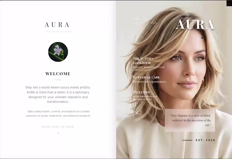 Cover image for AURA: Interactive Editorial Flipbook for Luxury Salon