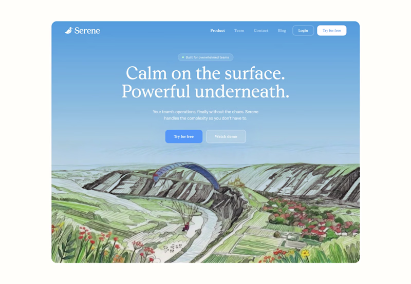 Cover image for Hero section exploration for Serene,