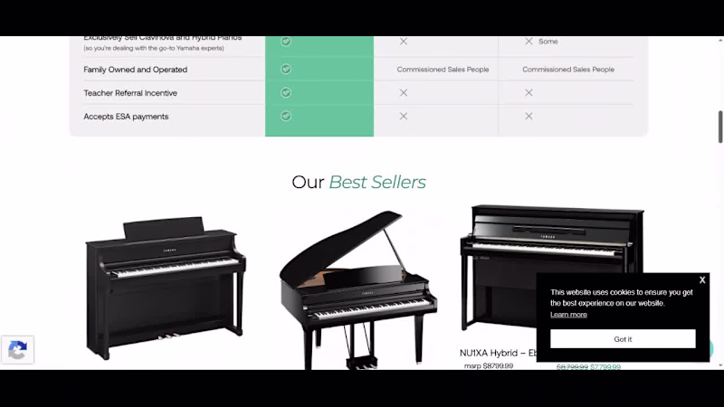 Cover image for Next Gen Pianos Wordpress Elementor site.