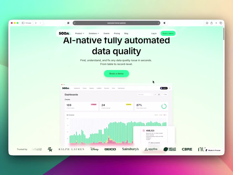 Cover image for Soda.io - Framer design & development for Series B SaaS Startup
