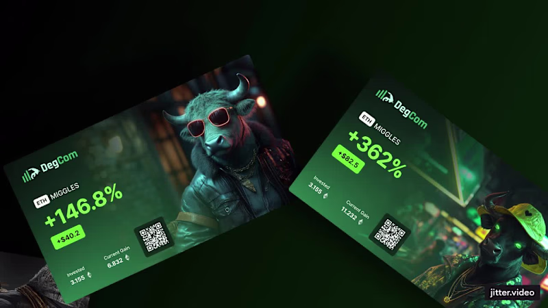 Cover image for Crafting the PnL cards for DegCom, showing bulls for profit ...