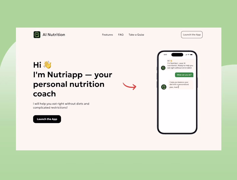 Cover image for AI Nutrition App Landing Page Design