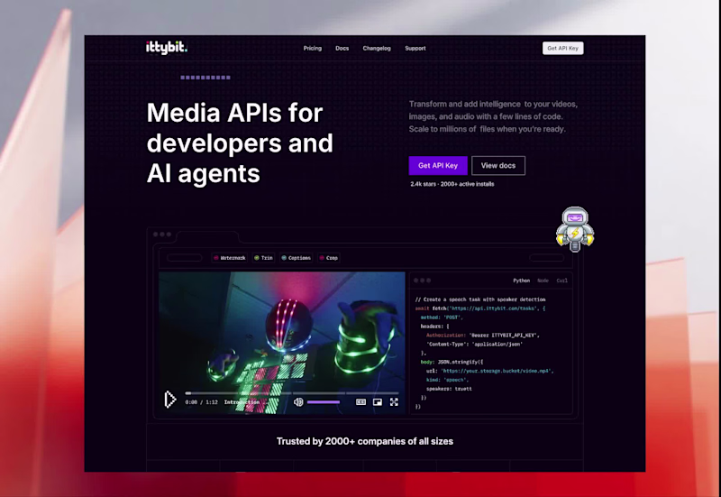 Cover image for Developer-First Media API Website UX/UI Landing page design