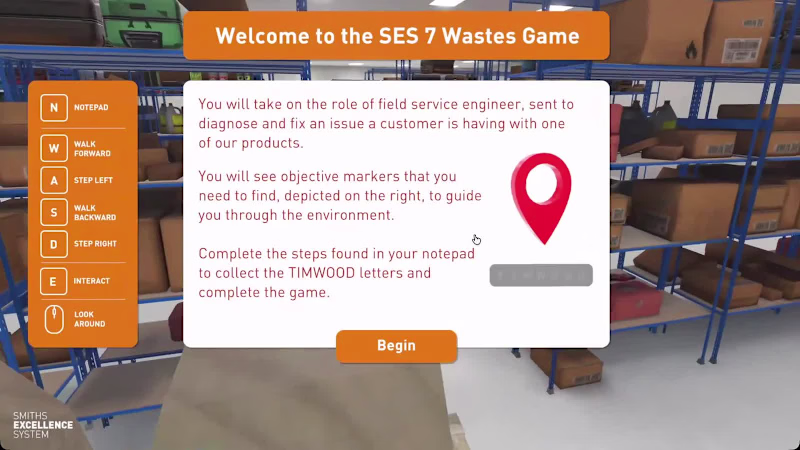 Cover image for TIMWOODS 7 Wastes 3D WebApp eLearning course for Smiths Dete...