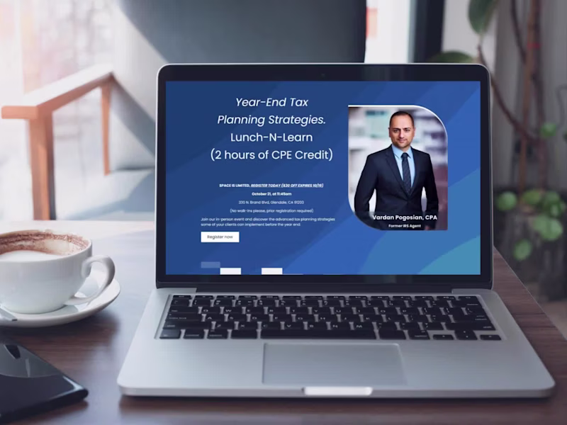 Cover image for Kajabi Webinar Funnel for Pogosian Tax Planning Inc