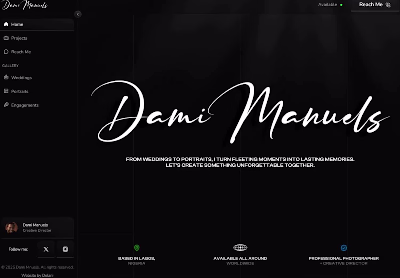 Cover image for Dami Manuels Photography Website
