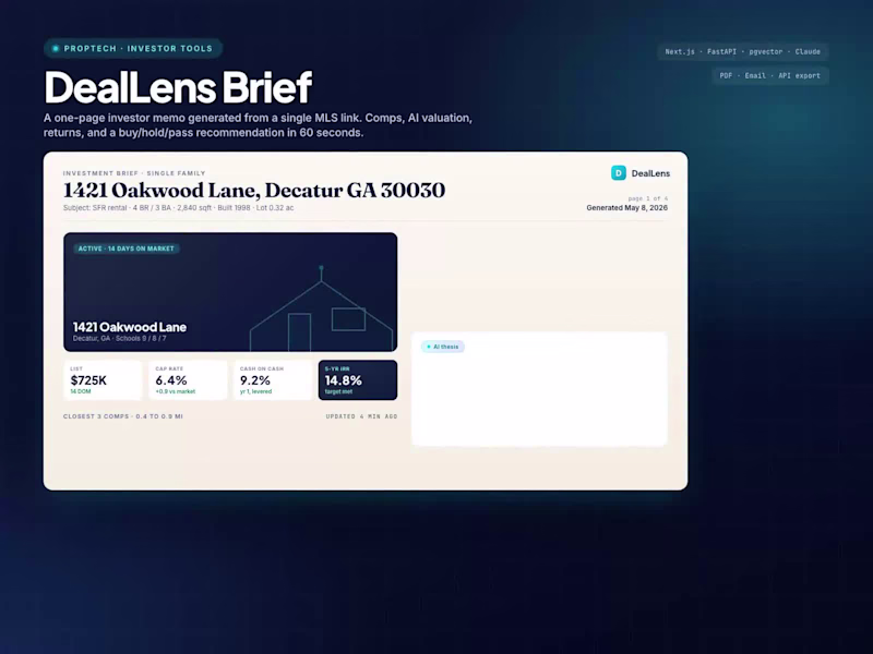 Cover image for DealLens AI. Investor Brief PDF & Memo Generator