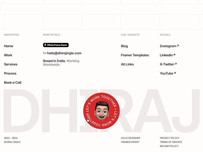 Cover image for Portfolio Footer: Interactive Framer Footer