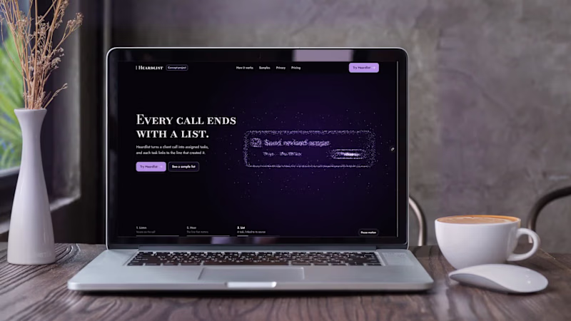 Cover image for Heardlist: an interactive landing page that explains itself
