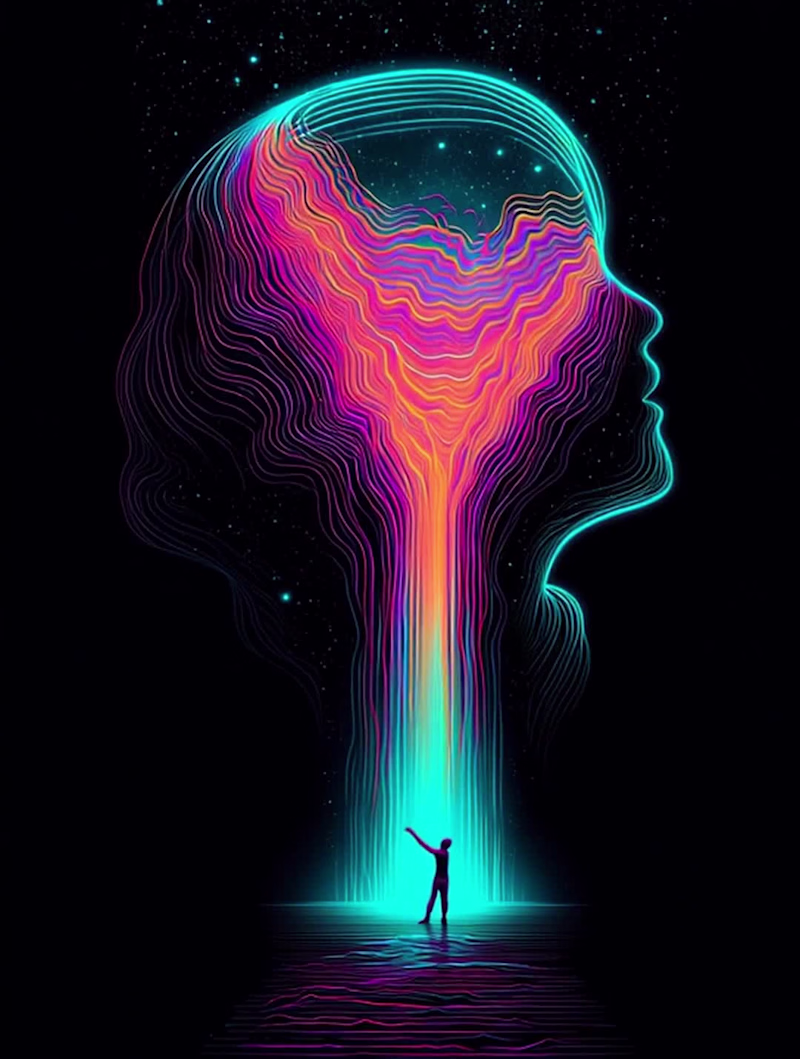 Cover image for Flowing with Midjourney. One word prompt: schizophrenia (ins...