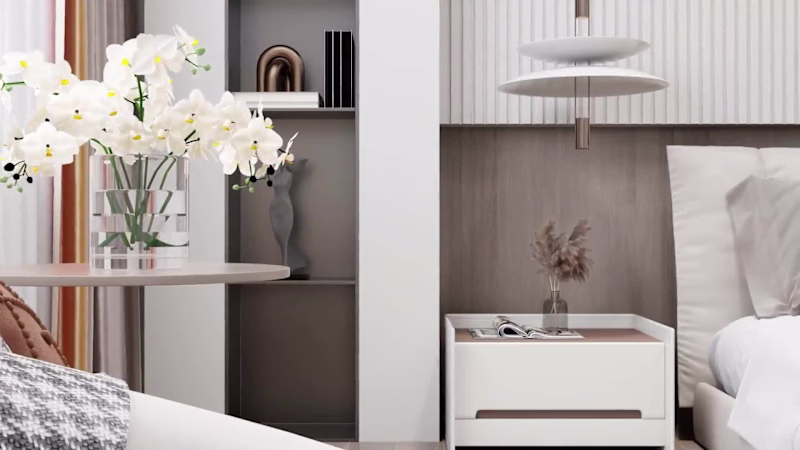 Cover image for Sleek Haven – A Modern Grey & White Bedroom