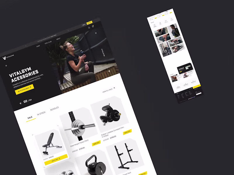 Cover image for VitalGym. eCommerce website for home gym equipment