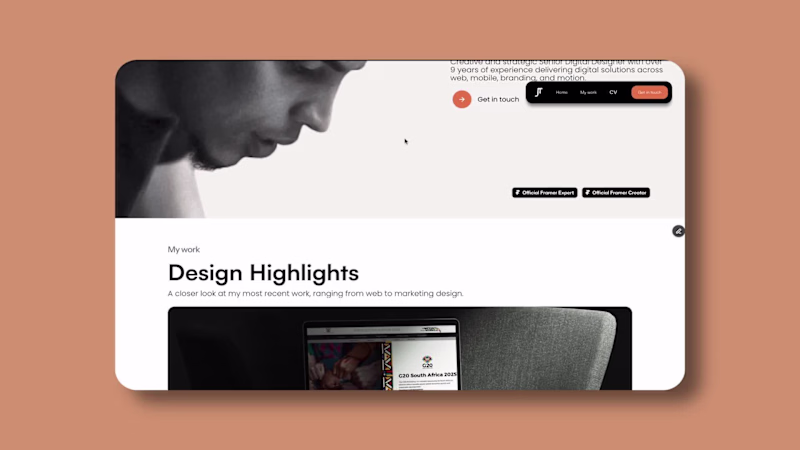 Cover image for Personal website built with framer.