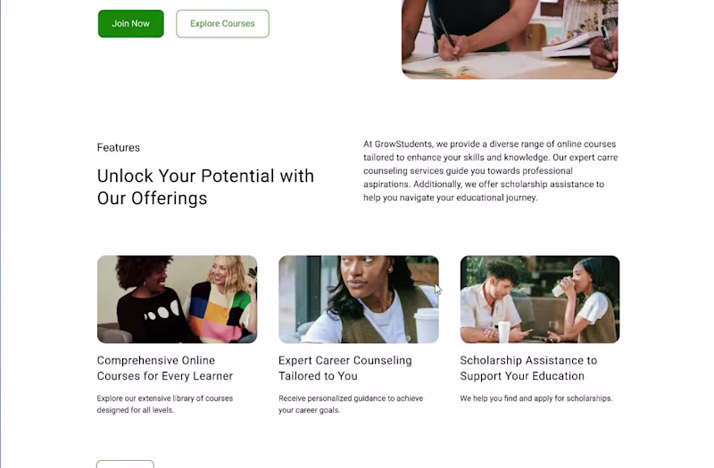 Cover image for Grow Students Educational Platform Design