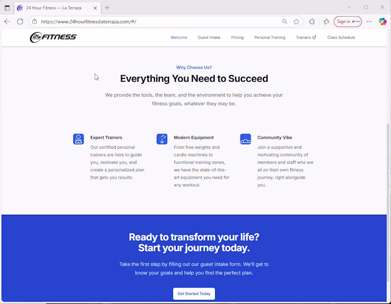 Cover image for Corporate Fitness Website & Guest Intake 