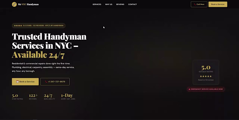 Cover image for Custom landing page for handyman