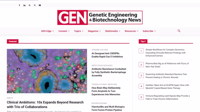 Cover image for Genetic Engineering and Biotechnology News