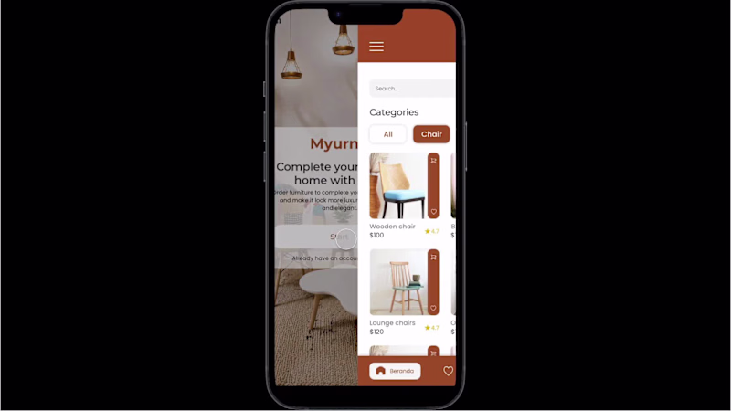 Cover image for Myurnit Mobile Furniture Shopping App Concept