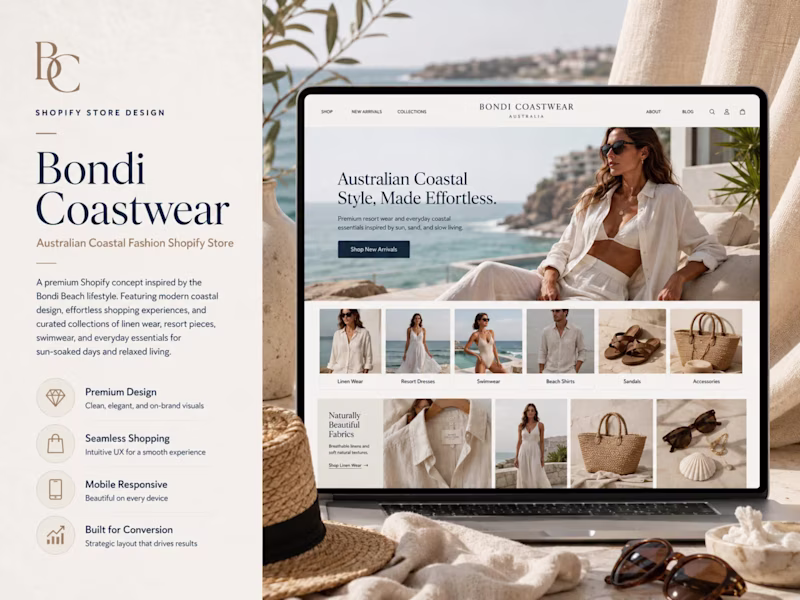 Cover image for Bondi Coastwear Shopify Store Design
