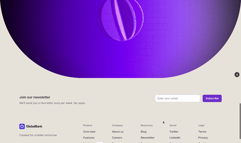 Cover image for footer design concept with Framer & Unicorn Studio