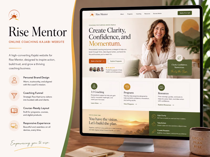 Cover image for Rise Mentor Kajabi Website Design