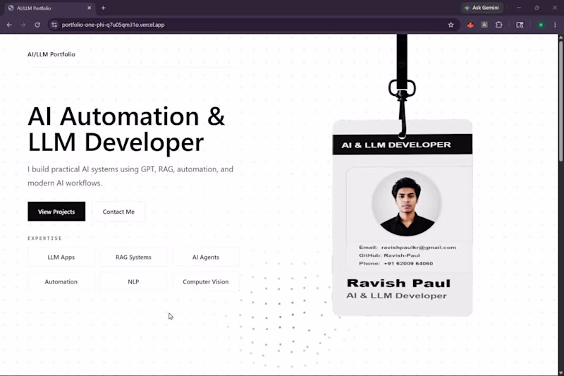 Cover image for Designed and launched my AI/LLM