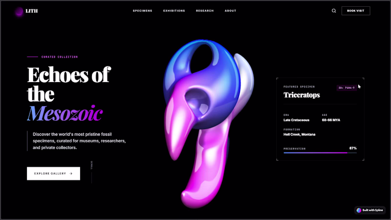 Cover image for Liquid Triceratops Hero – Interactive 3D Design
