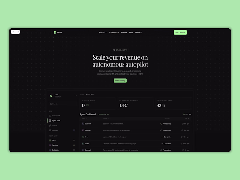 Cover image for Aevis - AI Agent Framer Template