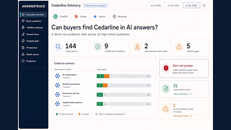 Cover image for AnswerTrace: An Evidence-First AI Visibility Command Center