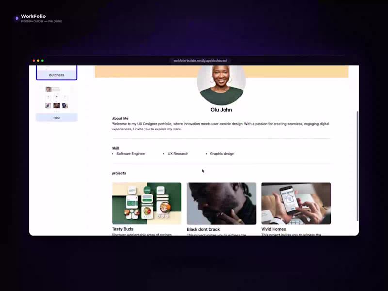 Cover image for WorkFolio: pick a template, tweak
