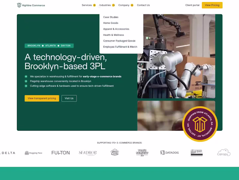 Cover image for Highline Commerce | Webflow build for a US fulfillment company