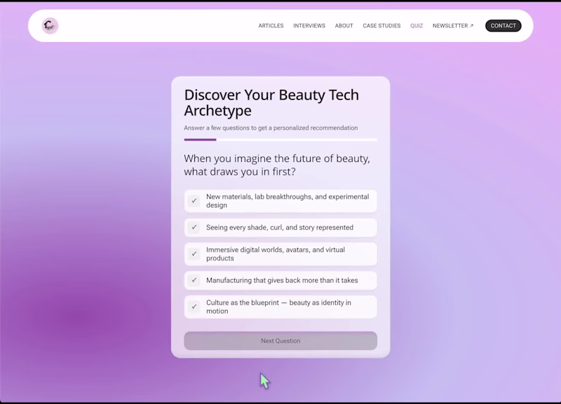 Cover image for Beauty Tech Archetype Quiz Development
