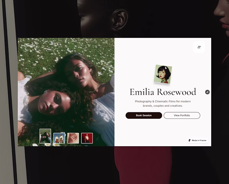 Cover image for Emilia Rosewood Photography Portfolio Design