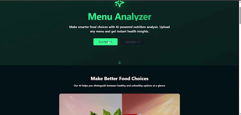 Cover image for Menu Analyzer AI App