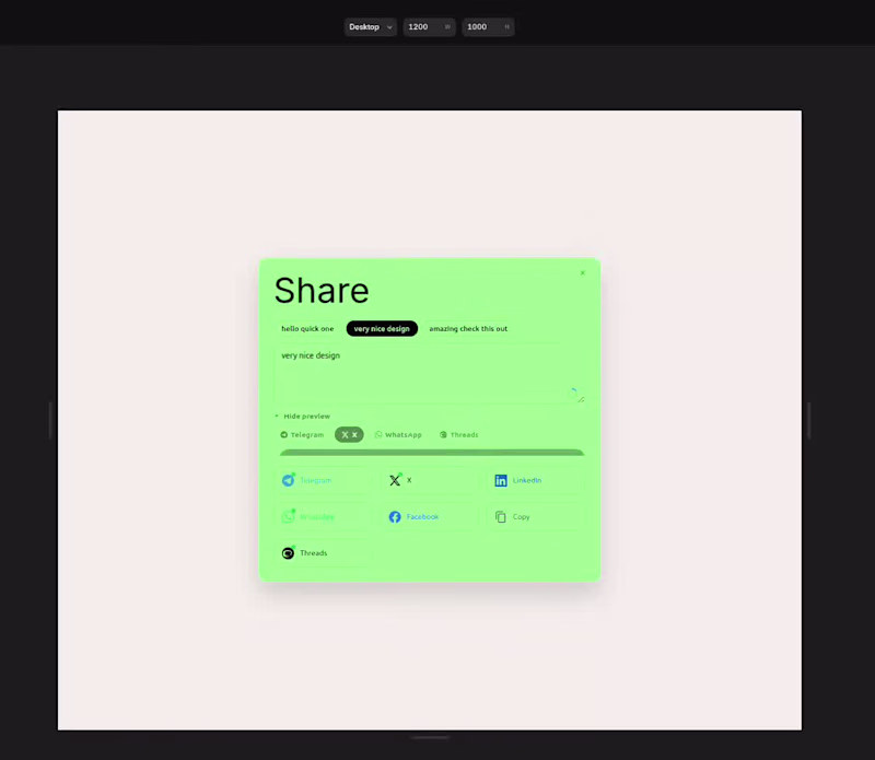 Cover image for just dropped a share modal