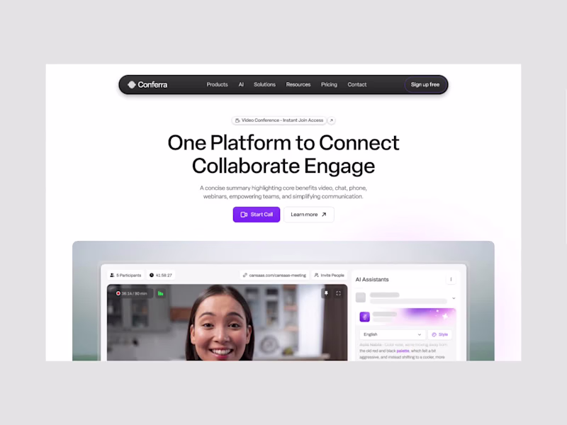 Cover image for Conferra - Video Conference Animation Landing Page