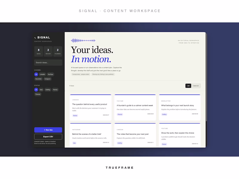 Cover image for SIGNAL: An Editorial Content Workspace for Founders
