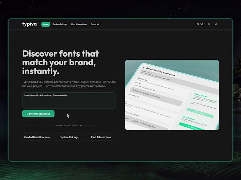 Cover image for Typiva - AI Font Finder and Suggester