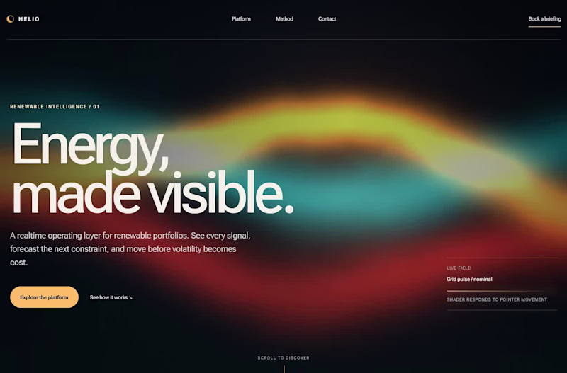 Cover image for Helio - Interactive Energy Landing Page