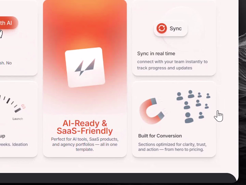 Cover image for Interactive bento section from TitanAI- SAAS landing page