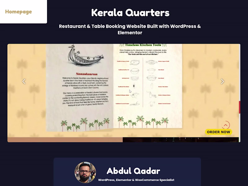 Cover image for Kerala Quarters – Restaurant &