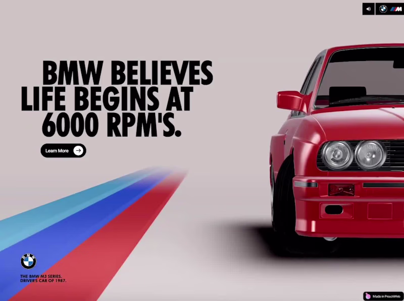Cover image for BMW E30 M3 | Made by Peach Web 3D Website Builder